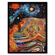 Psychedelic Stairway Heaven Space Home Decor Black Framed Wall Art Print A4