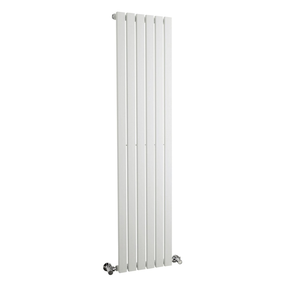 image 1 of Lucia Square Vertical Single Panel Radiator 1500 x 354mm - Satin White | White | Satin White | 1