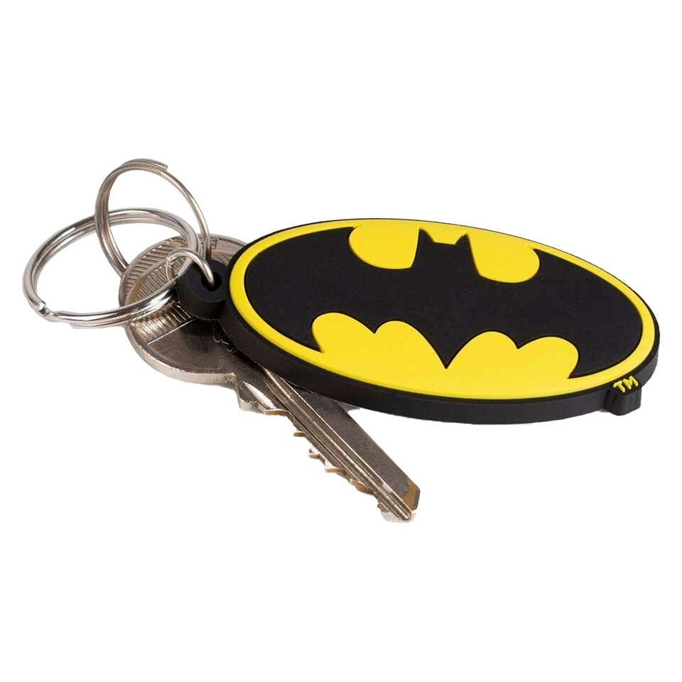 image 1 of Batman Symbol Rubber Keyring - Black/Yellow - One Size