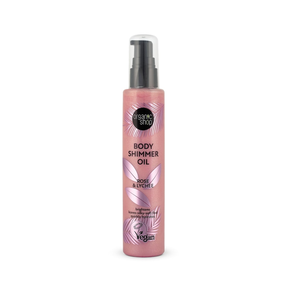 image 1 of Organic Shop Body Shimmer Oil Rose & Lychee 100ml
