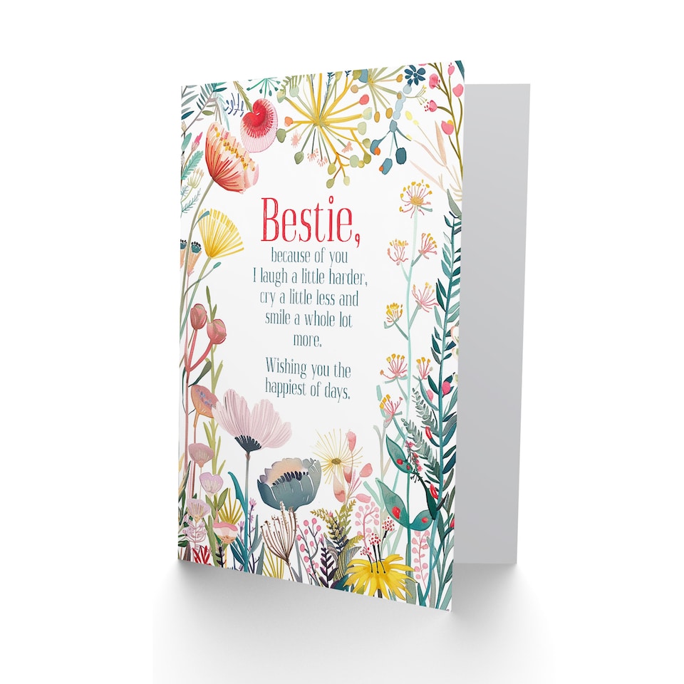 image 1 of Greeting Card Bestie Because of You Floral Flowers Sincere Birthday