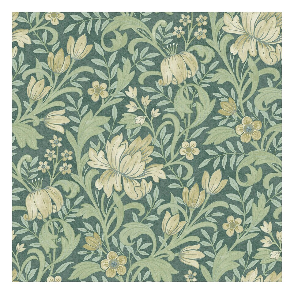World Of Wallpaper Marian Floral Wallpaper - Green/Multicoloured - 10m x 53cm | Green