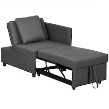 HOMCOM Folding Sleeper Sofa Bed Chair with Pillows, Pocket, Grey