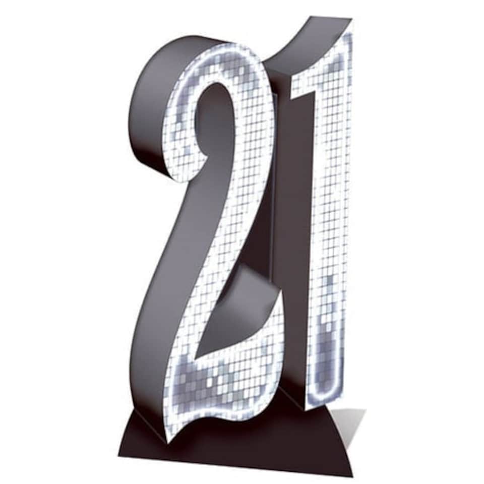 Silver Number 21 Lifesize Cardboard Cutout - 185cm