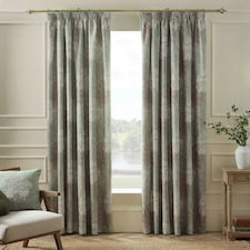 Catherine Lansfield Woodland Trees 90x90 Inch Lined Pencil Pleat Curtains Green | Gold | Champagne Gold