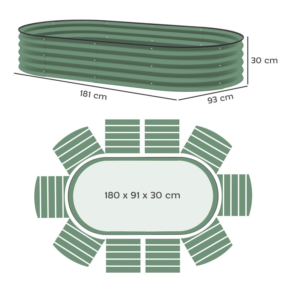 image 1 of Outsunny Set of 2 Raised Beds for Garden with Metal Plant Stakes, Dark Grey | Green | Green