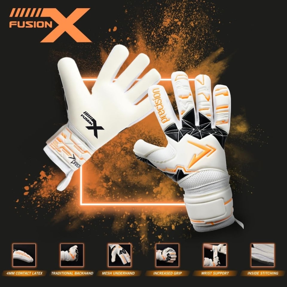 image 1 of Precision Training Fusion X Negative Replica Football Adult's Goalkeeper Gloves, White, 8