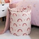 image 3 of OHS Kids Rainbow Print Round Pop Up Clothes Toy Storage Laundry Basket, 1-2kg - Blush Pink