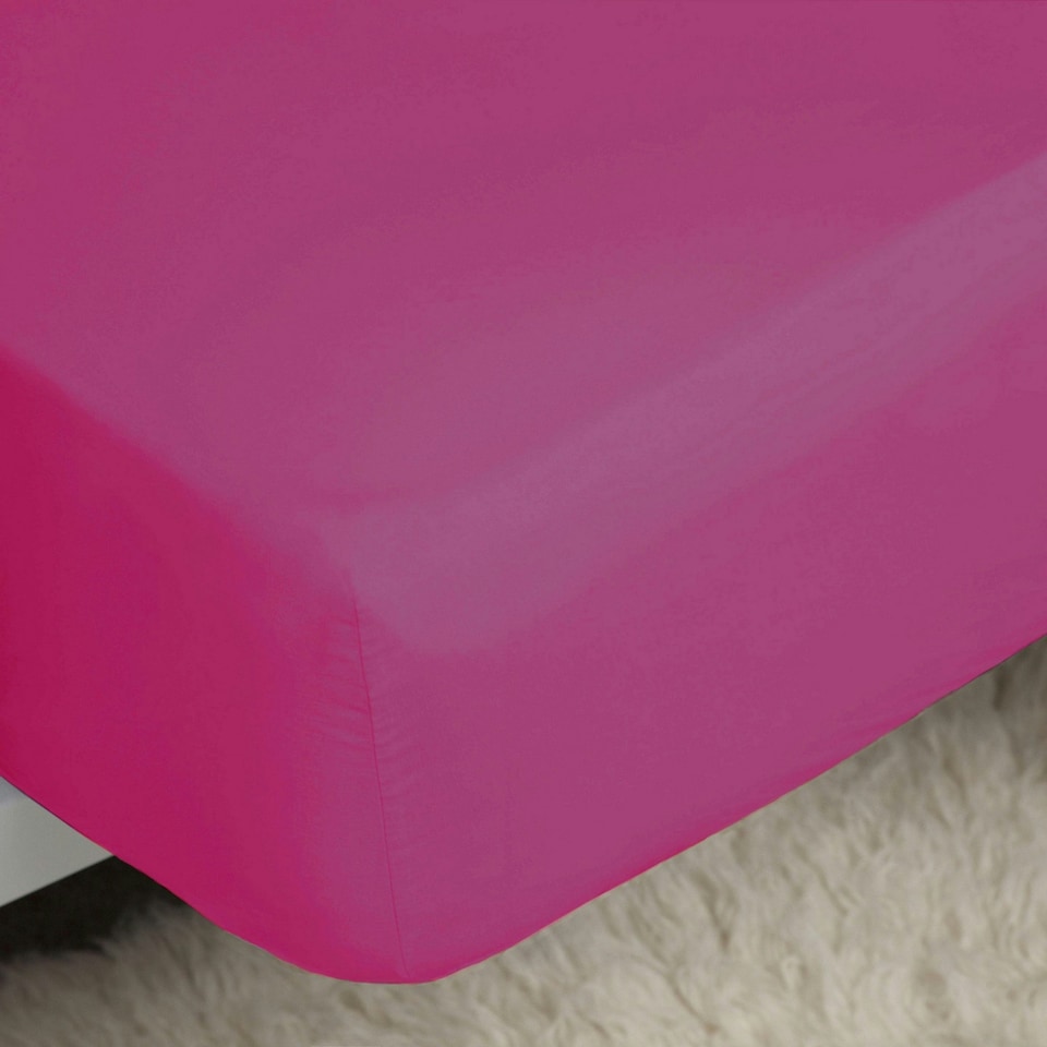 Belledorm Easycare Percale Fitted Sheet - Fuchsia - Double