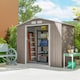 image 2 of Outsunny 7 x 4ft Metal Garden Shed, Outdoor Storage Tool House with Ventilation Slots, Foundation Kit and Lockable Double Doors, Light Brown