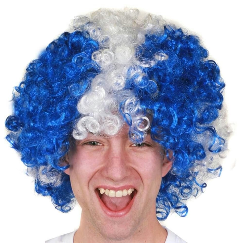 image 1 of Pack of 3 Scottish Supporters Curly Wig Blue | One Size