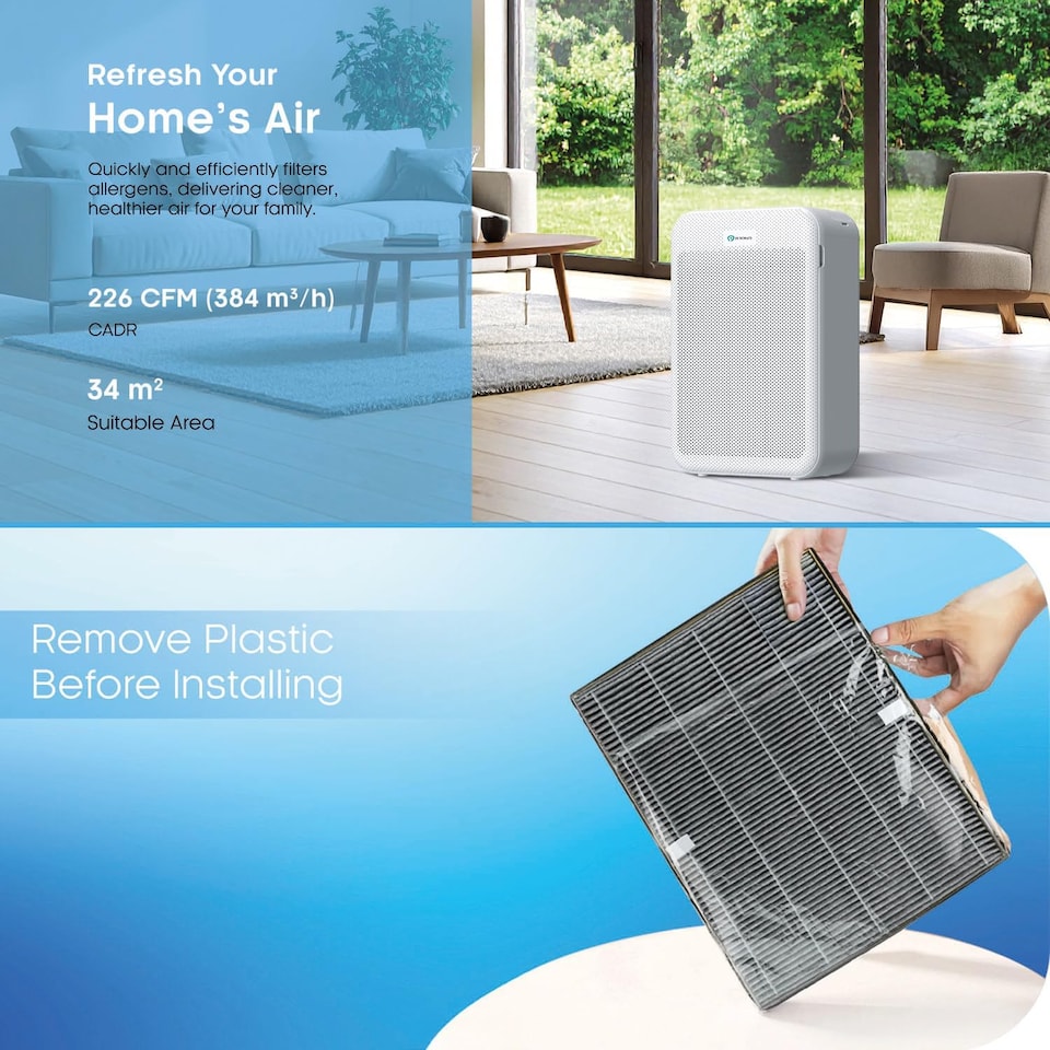 image 1 of PureMate Intelligent True HEPA Air Purifier with Advanced Air Quality Sensor