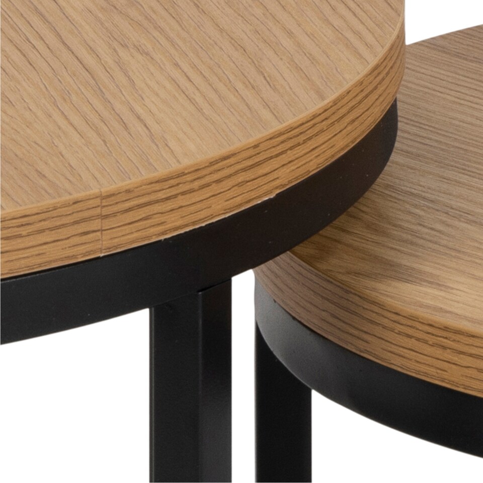 image 1 of Spiro Round Nest of Tables in Oak