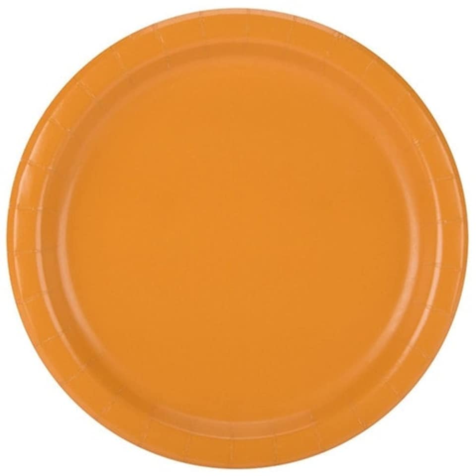 Orange Round Paper Plates 22cm - Pack of 16