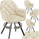image 1 of Armchair Lucia - padded, quilted pattern, 180 degree swivel chair - Set of 4 Cream