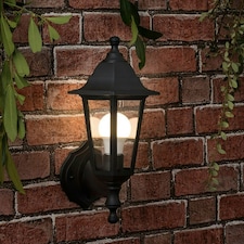 ValueLights Black Outdoor Wall Lantern with 6W Warm White Bulb Black