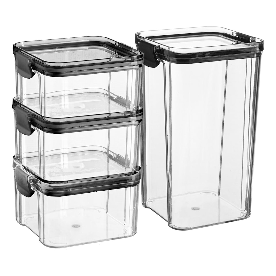 image 1 of Argon Tableware 4 Piece Food Storage Containers Set - 2 Sizes - Black