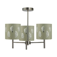 Brea - Antique Brass 3 Light Fitting with Sage Green Fern Shades Bronze | Green