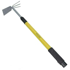 Telescopic Extending Garden Cultivator Weeder 62 - 90cm Double Head Hoe Fork