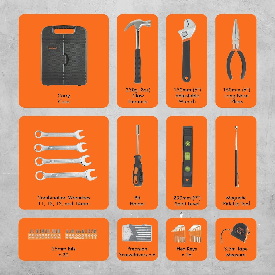 image 1 of VonHaus Household 53pc Tool Kit with Carry Case