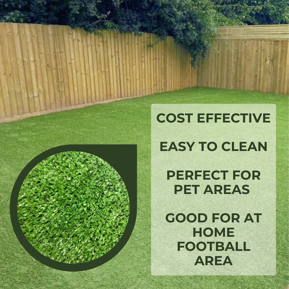 image 1 of 7mm Artificial Grass - 4m x 4m - Budget Fake Lawn Astro Turf | Green | 4m x 4m | 1