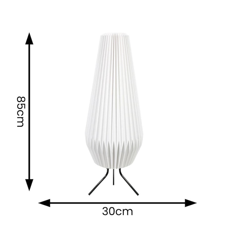 image 1 of ValueLights Astrid Geometric Origami Teardrop Paper Pleat Floor Lamp | White