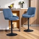 image 2 of HOMCOM Breakfast Bar Stools Set of 2 with 51x40cm Wide Seat, Height Adjustable Kitchen Counter Chairs, Retro Swivel Upholstered Barstools with Back, Footrest and Steel Base, Dark Blue | Blue | Blue