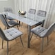 image 10 of Dining Table and 6 Chairs Black Marble Effect Glass 6 Leather Black Chairs Dining Room Furniture | Black | One Size | 8