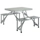image 6 of Outsunny Folding Camping Picnic Table with 4 Seats and Umbrella Hole, Grey Grey | Grey