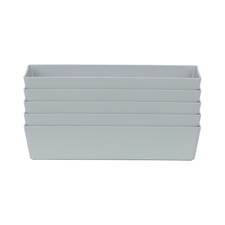 Wham Studio 5 x 1L Rectangular Plastic Storage Baskets Ice White Grey