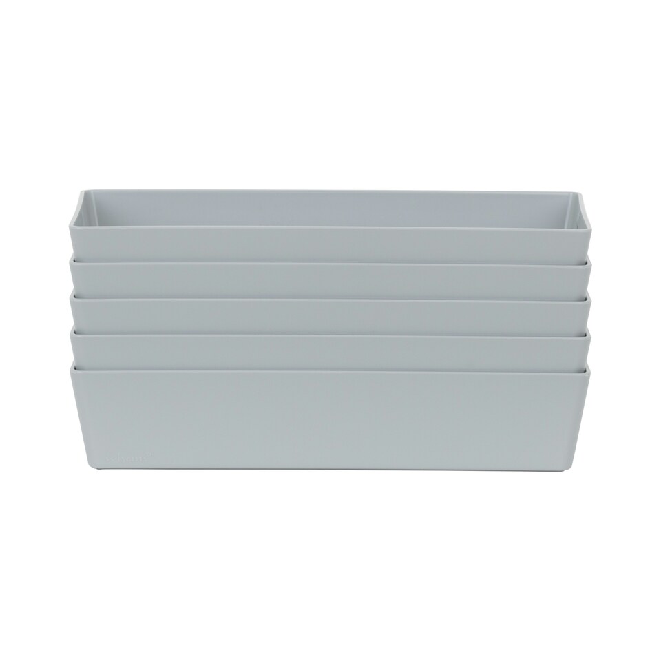 image 1 of Wham Studio 5 x 1L Rectangular Plastic Storage Baskets Ice White Grey
