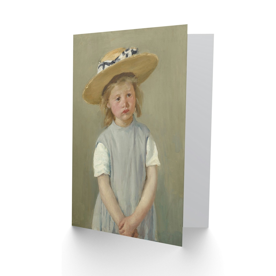 image 1 of Mary Cassatt Art Card Child in a Straw Hat Painting