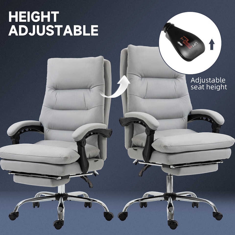 image 1 of Vinsetto Office Chair with Footrest, Double Padding Ergonomic Desk Chair with 6-Point Vibration Massage and Back Heating, Microfibre Fabric with 135 Reclining Back, Grey