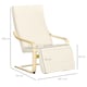 image 3 of HOMCOM Wooden Armchair, Upholstered Linen Lounge Chair with Adjustable Footrest & Removable Cushion, Poang Chair for Living Room, Cream White