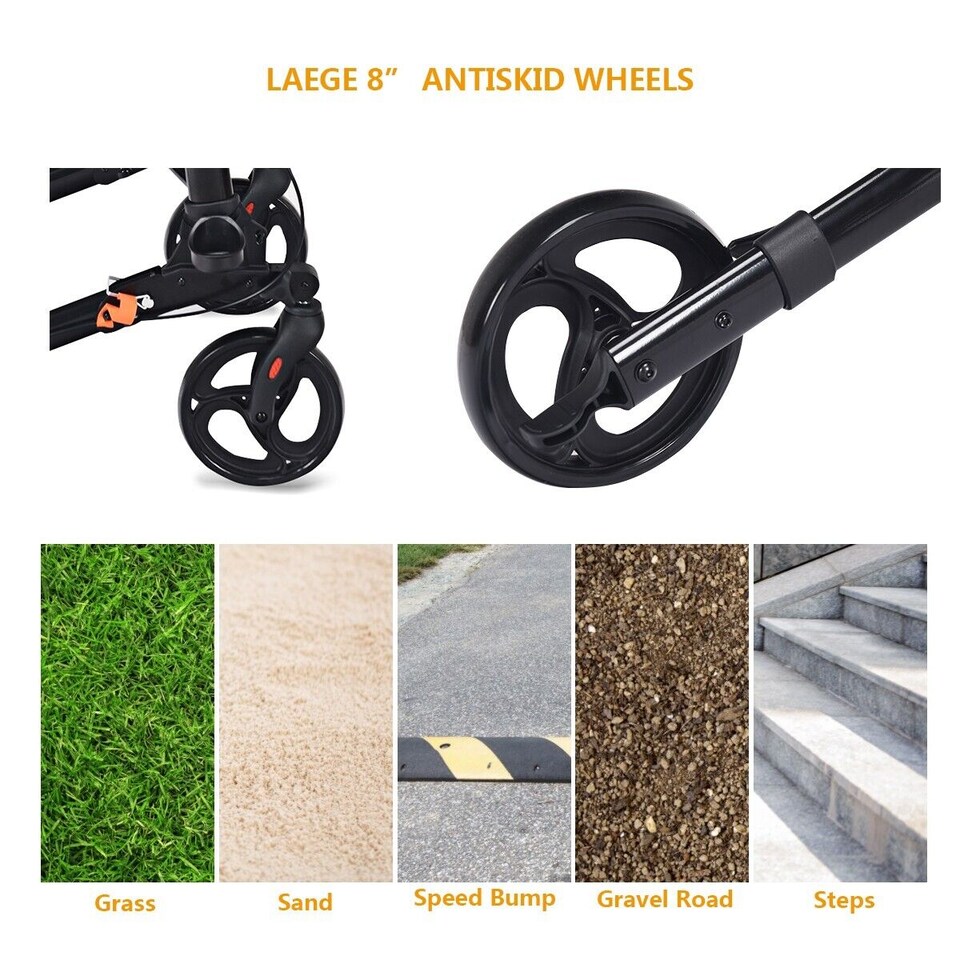 image 1 of COSTWAY Folding Rollator Walker Aluminium Mobility Aid Black | Black