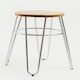 image 5 of Interiors by Premier Chrome Metal and Elm Wood Round Stool, Small Hairpin Stool, Sturdy Stool for Lounge, Bedroom