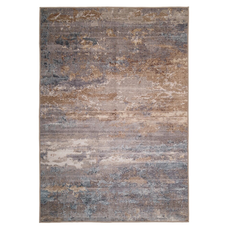 image 1 of Abstract Design Cotton Chenille Rug Grey Beige Machine Washable 240cm x 330cm