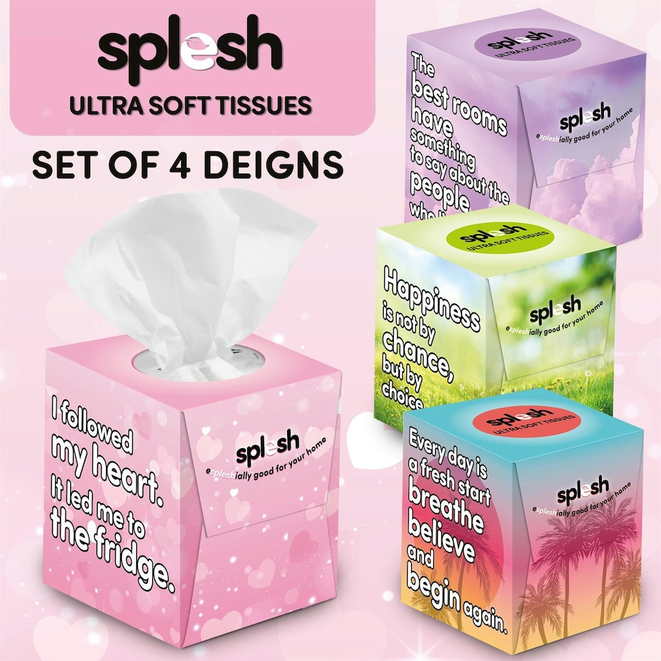 image 1 of Splesh 3-Ply Facial Tissues Ultra Soft 24 Cube Boxes (1344 Total) Bulk Pack