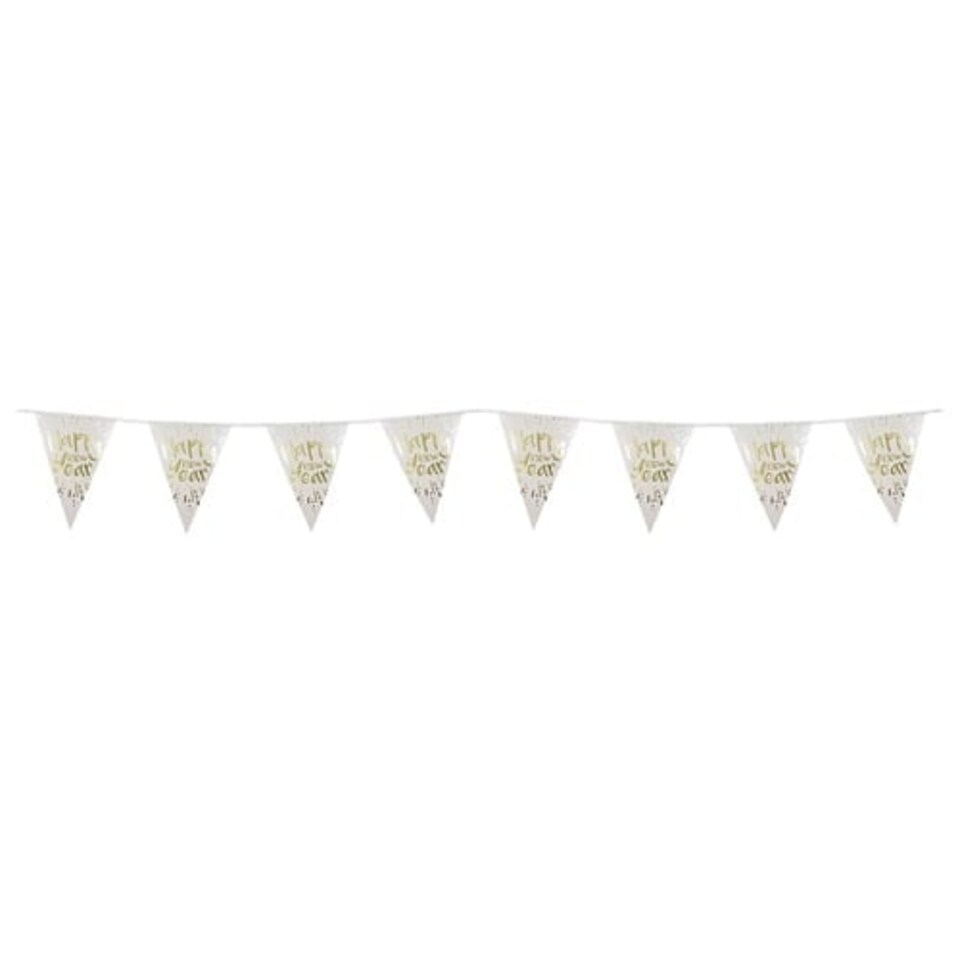 Happy New Year Gold Foiled Plastic Pennant Bunting 4m