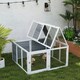 image 8 of PawHut Rabbit Hutch, Bunny Cage Outdoor with Openable Roof, Grey