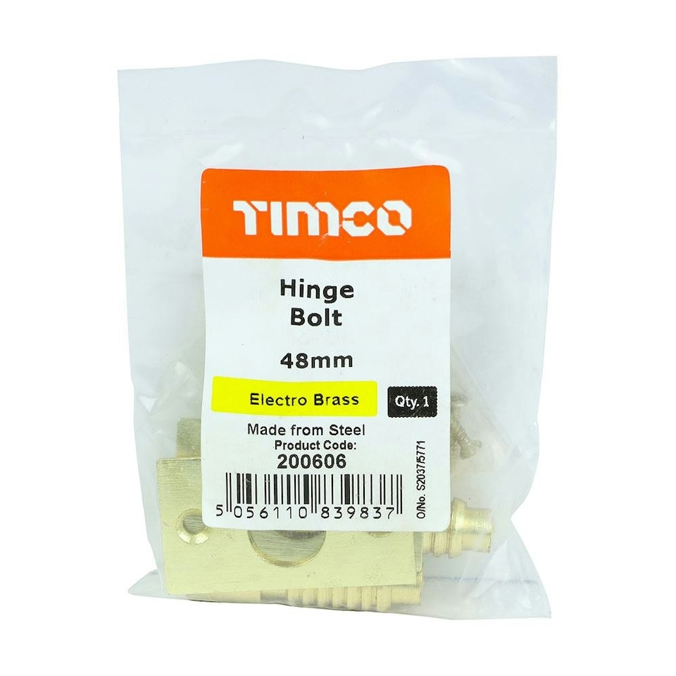 image 1 of Timco - Hinge Bolt - Electro Brass (Size 48mm - 2 Pieces)