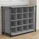 image 2 of Living and Home 4 Tiers 16-Pair Non-woven Grid Shoes Rack - Grey