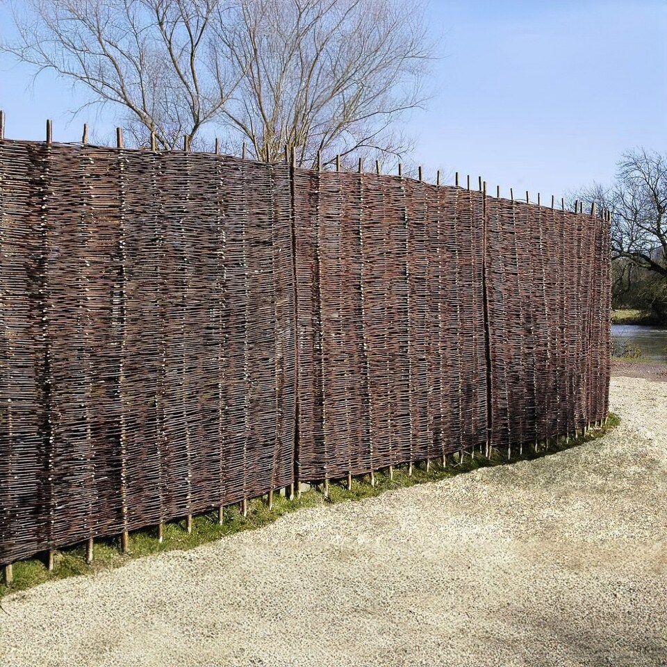 image 1 of Willow Hurdle Fence Panel Premium Weave Woven Screening 6ft x 6ft | Brown | Brown