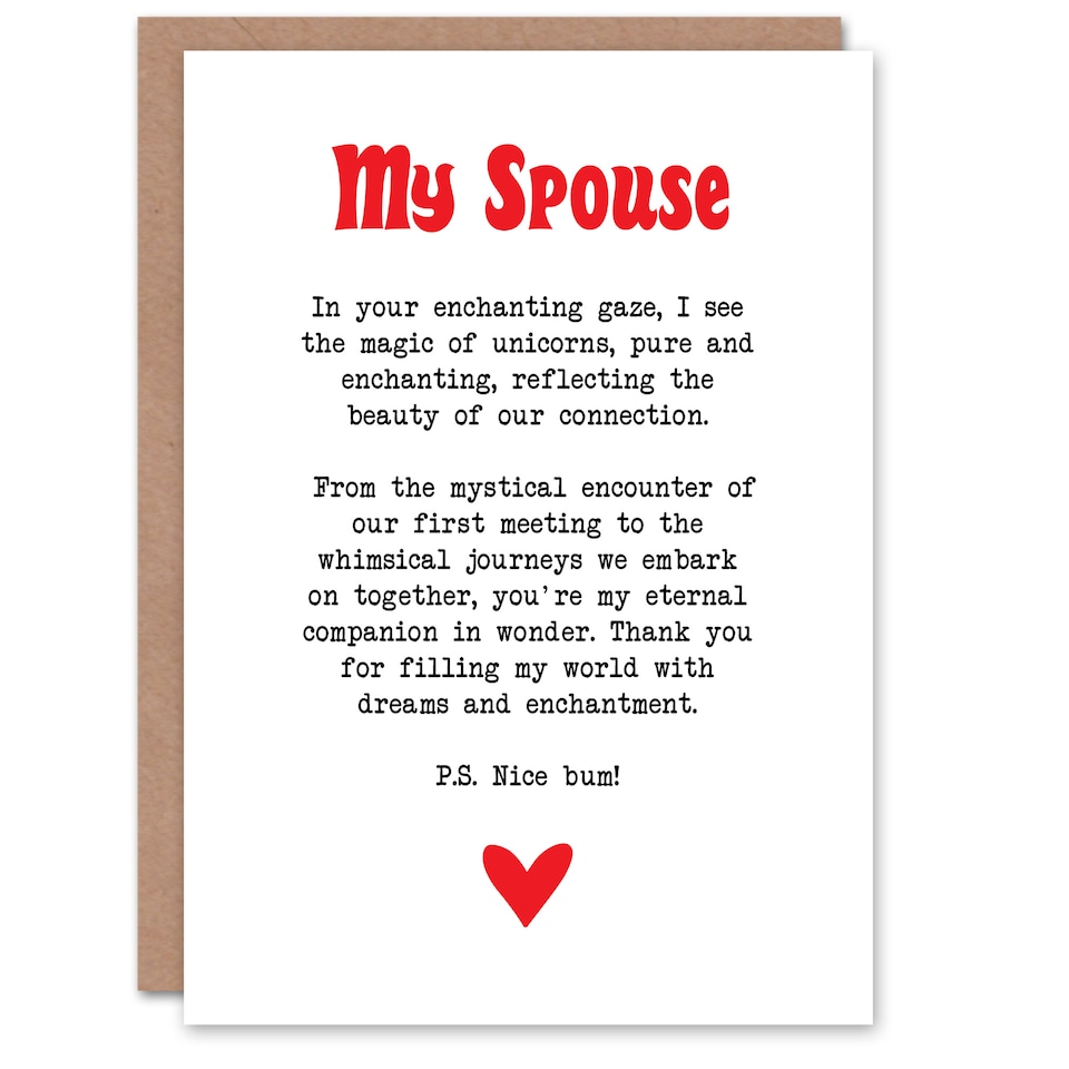image 1 of Greeting Card Love Poem Unicorn Magic Spouse Romantic Anniversary
