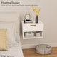 image 6 of HOMCOM Floating Nightstands Set of 2, Modern Wall Mounted Bedside Tables with Fluted Drawer and Open Shelf for Bedroom, White