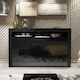 image 2 of TV Unit TV Stand Sideboard Storage Cabinet Cupboard Black High Gloss 155cm