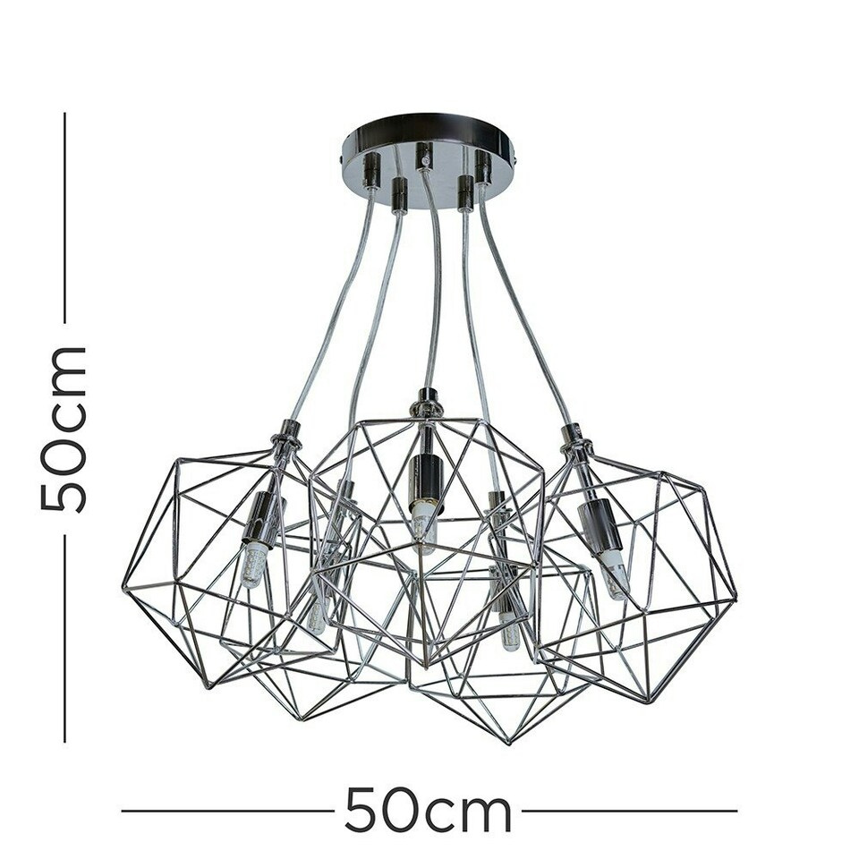 image 1 of ValueLights Jerome 5 Way Silver Ceiling Light Pendant