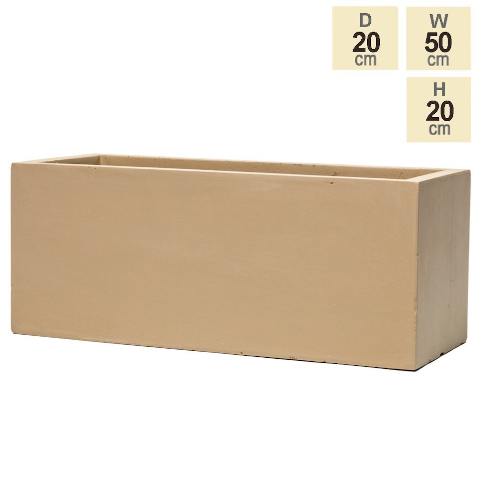 image 1 of Primrose Garden Fibrecotta Sand Beige Trough Rectangular Planter Small 50cm