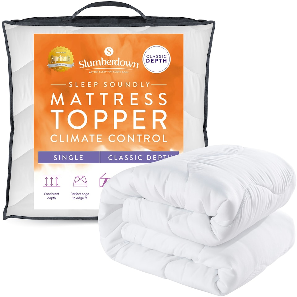 image 1 of Slumberdown Sleep Soundly Climate Control Mattress Topper, 2.5cm, Single | White | Single