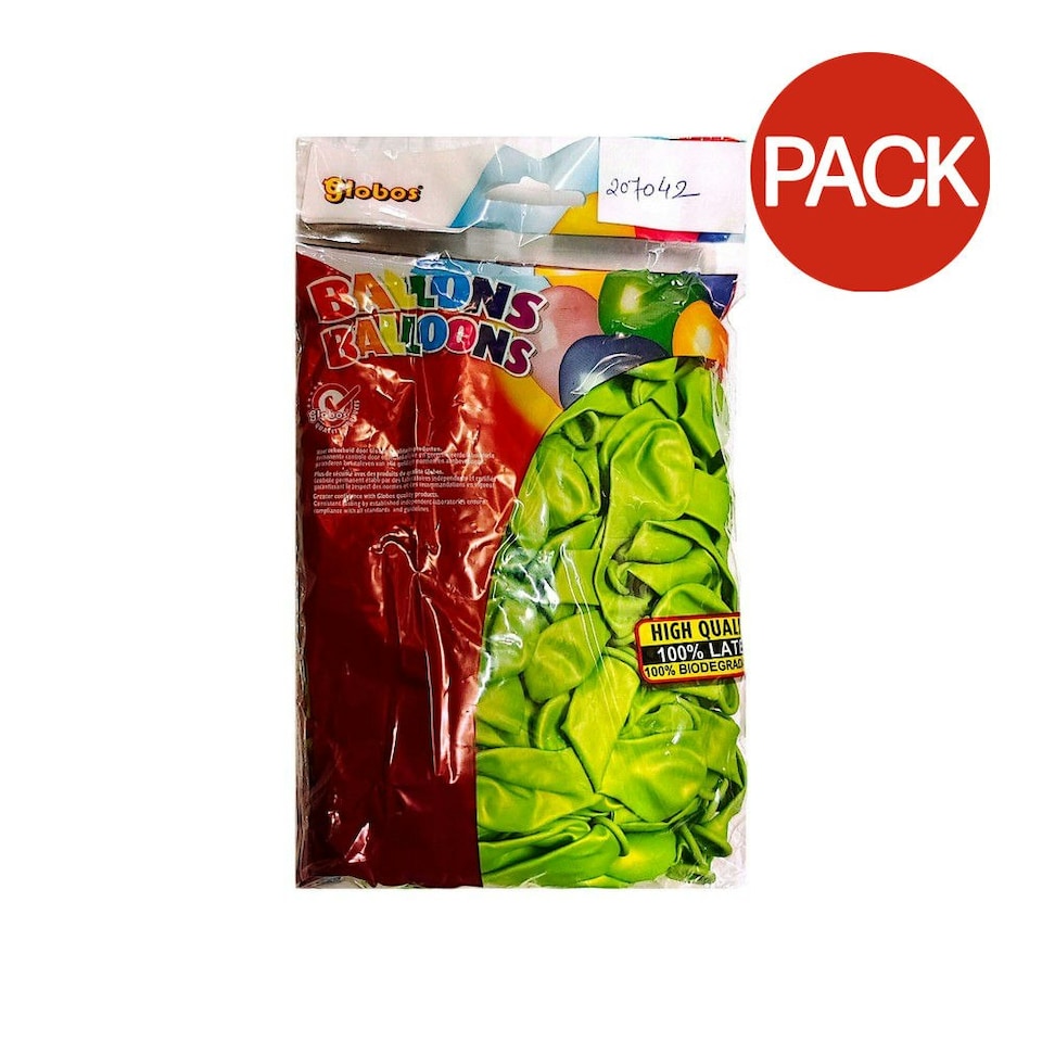 Globos Latex Pastel Balloons (Pack of 100) - Apple Green - One Size